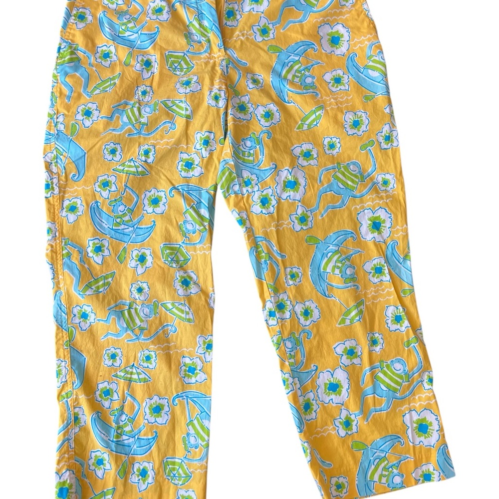 Lilly Pulitzer Yellow and Blue Floral Pants